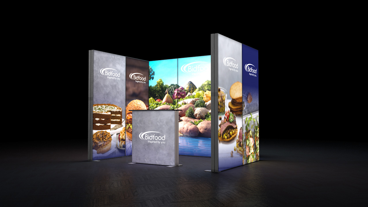 3m x 2m FABRILUX<sup>®</sup> LED Lightbox Exhibition Stand U-Shaped Shell Scheme